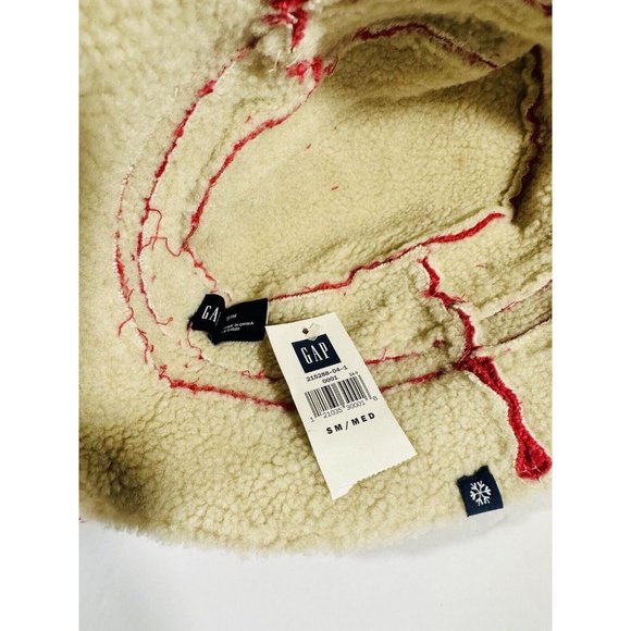 Gap Bucket Hat Red Corduroy Sherpa Lined Unisex S/M Warm Y2K Fashion Cap Winter - Picture 9 of 9